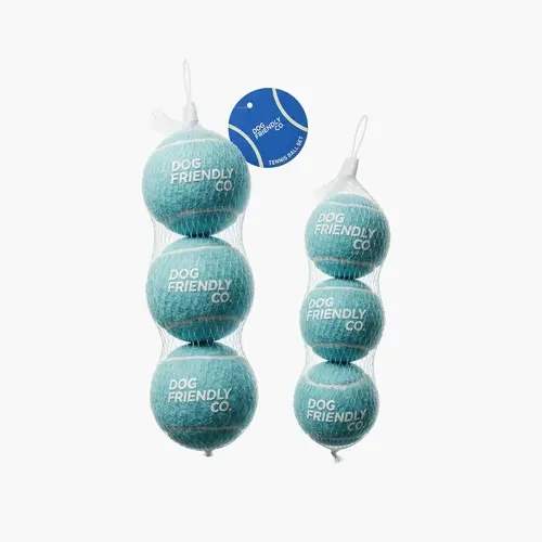 Dog Friendly Co. Tennis Balls - Sturdy Versatile Fetch Toy, Non-Toxic Safe Material, Multi-Size for Small to Large Dogs, Indoor/Outdoor Play, Enhances Playtime