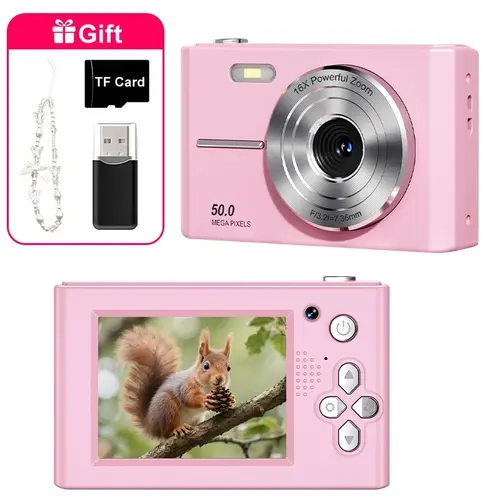 Digital Camera, Camera for Beginner with 2.4inch Screen, 720P Autofocus with Dual Lens, Photo Capture, Video Recording, Memory Card, Anti-Shake, Mega Pixels, Powerful Zoom, Compact Point and Shoot Digital Cameras, Electronic Portable Camera