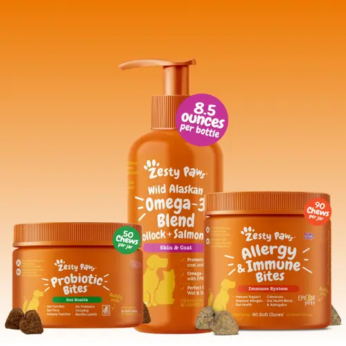 Ultimate Allergy & Gut Health Kit for Pets - Allergy Bites + Immune Bites + Salmon Oil + Probiotic Bites