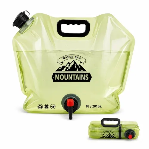 8L Collapsible Water Container with Faucet & Handle, 2.1gal Reusable Camping Accessories, Portable Folding Water Carrier for Outdoor Adventures, Emergency Storage