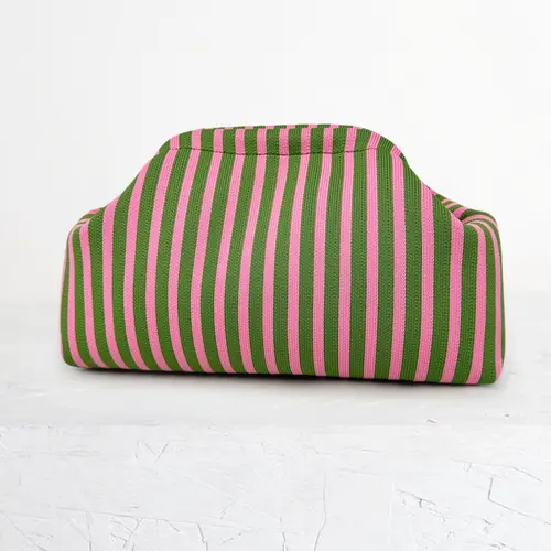 Women's Striped Knit Handbag, Large Capacity Makeup Bag, Foldable Cosmetic Bag, Cosmetic Travel Bags, Elegant Style, Suitable for Daily Use, Travel, Shopping, Parties