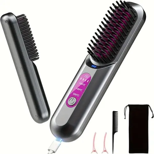 Portable Hair Straightening Comb, Straightens Hair, 1 Box Rechargeable, Hair Styling Tool for Women & Girls for Home & Salon Use