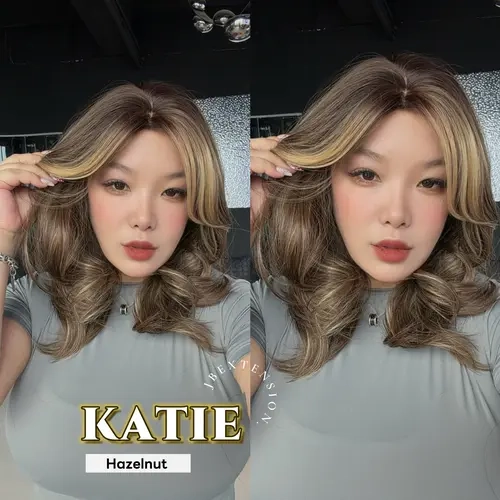 JBEXTENSION 18 Inches Scalpiana Curly 3.5X4 Hard Silky Top Natural Scalp Effect Wig with Bangs KATIE