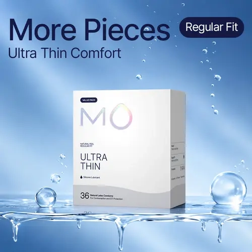 MO Men's Regular Fit Ultra Thin 0.04mm 100% Natural Latex Condoms Value Pack (36 Pcs) - Silicone-Enhanced Sensation, SohoChic, pH Balanced, Skin-Friendly, Smooth Surface, Secure Wear, Soft, Universal, Flexible, Comfortable, Free 3-Day Shipping