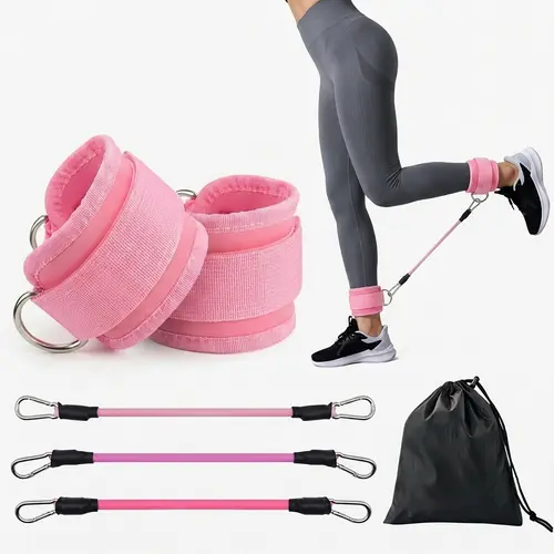 Unisex 5-Pack Mini Durable TPE Ankle-Length Stretching Bands with Non-Slip Cuffs, Portable Muscle Training Gear for Home Gym Exercise & Fitness Use, Exercise Band
