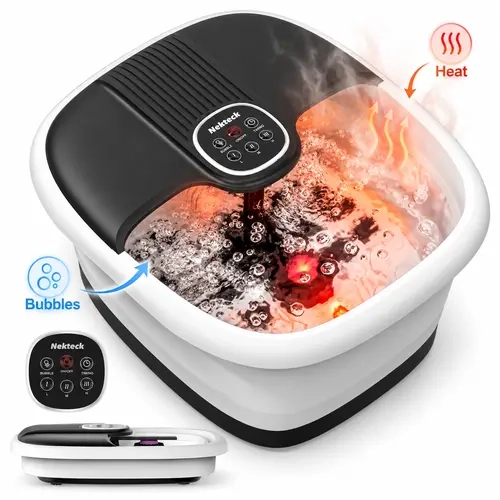 Nekteck Collapsible Electric Foot Spa Bath With Heat Bubbles Vibration Massage Jets Remote Control Pumice Stone Foot Massager Soothe Tired Feet Perfect Gift For Men Women Parents Family