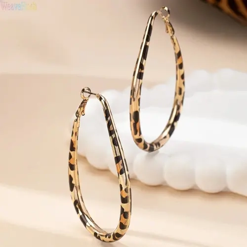 Women's Leopard Print Teardrop Earrings - DIY Luggage & Bag Accessories, Chic Gorgeous Jewelry, Printed Pattern Statement Geometric Hoops, Street Style Decor Pieces