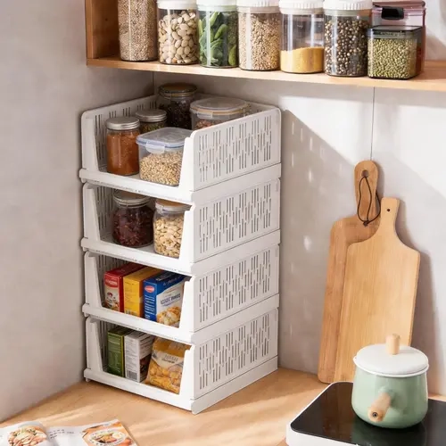 UDEAR 4/5-Pack Set of Foldable Wardrobe Storage Baskets, Ideal for Storing Clothing and Accessories, Versatile Home Storage, White,Quick and Easy to Assemble