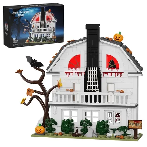 Haunted Horror House Building Set, Gothic Mansion Architecture Model Kit with LED Lights, Collectible Halloween Display Decor for Adults
