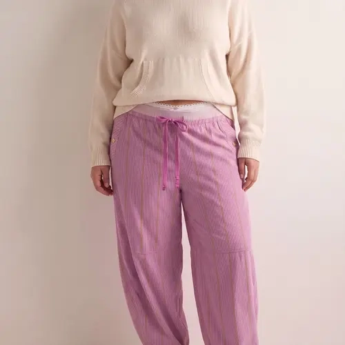 Striped Wide-Leg Trousers, pumpkin pants,Plus Size Drawstring Adjustable Loose Fit, Boho Style Bohemian, Lightweight Daily Streetwear, Comfortable Home Pants, Casual, Bottoms, Fashionable Drawstring Waist