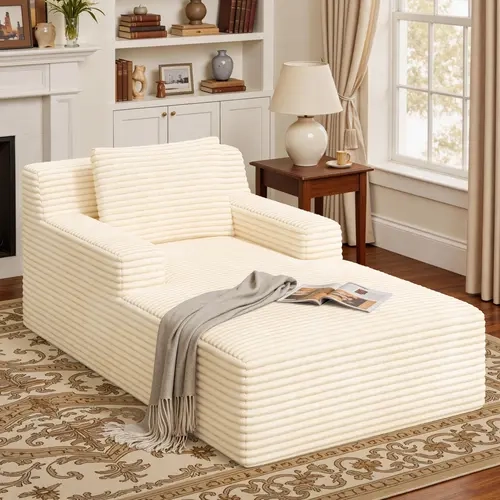 Boneless Sofa, Small Sofa, Modern Corduroy Floor Couch with 1 Cushion, Comfortable Single Sofa Bed for Living Room, No Assembly