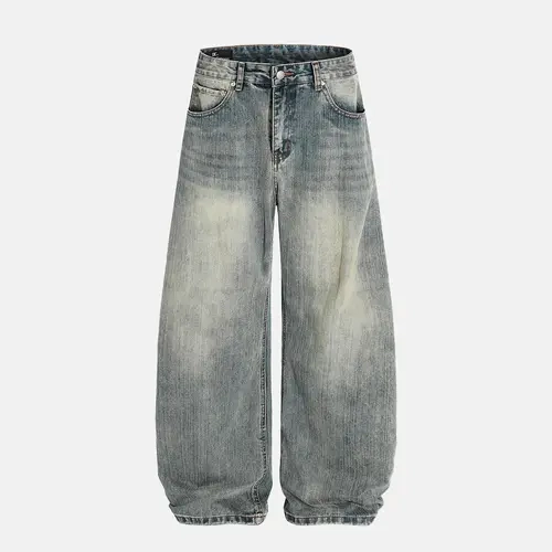 Inflation Brand Men's Soft Faded Wash Stripe Cotton Blend Flared Jeans - Baggy Bootcut Wide Leg, Fashion Brand Clothing, Casual Streetwear Clothes Products