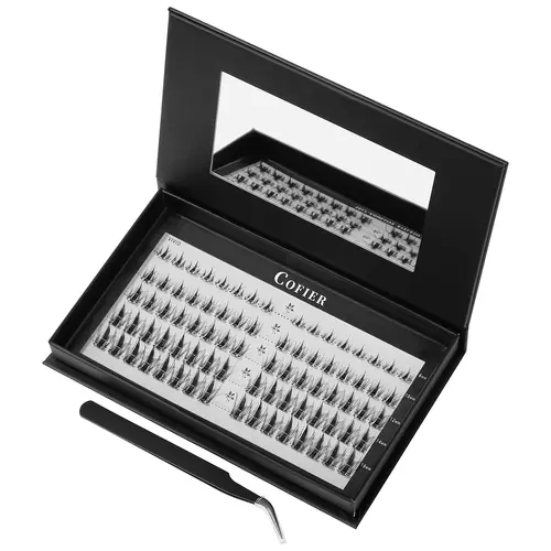 [Michelle Live] Cofier No Glue Lash Kit Jelly-Coated Base Self Adhesive Individual Eyelashes 80/90/100 Pcs Easy Makeup Application with Tweezers Gentle & Moisture #Summervibes