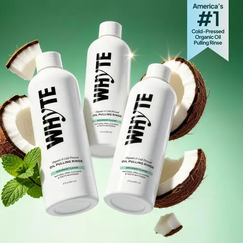 Whyte 3-Pack Spearmint & Coconut Oil Pulling Mouthwash - Cold-Pressed Essential Oils, Artificial Flavors Free, Detoxifying, Daily Self-Care for Fresh Breath (Oral Care)