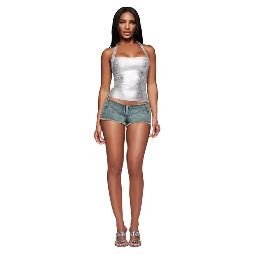 AIDEN PLATINUM BANDAGE TOP - SILVER