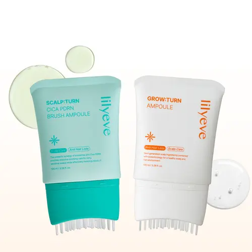 [LILYEVE] GROWTURN & SCALPTURN Hair Growth & Scalp Serum Duo | Hair Growth Serum & Cica PDRN Scalp Serum with Built-In Brushes Thicker Stronger Hair Regrowth Formula