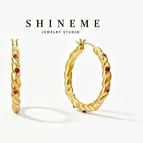 Women's Vivian Hoop Earrings - 18K Gold-Plated Gilt Bronze, Natural Moissanite, Elegant Daily Costume Jewelry with Lever Back Closure