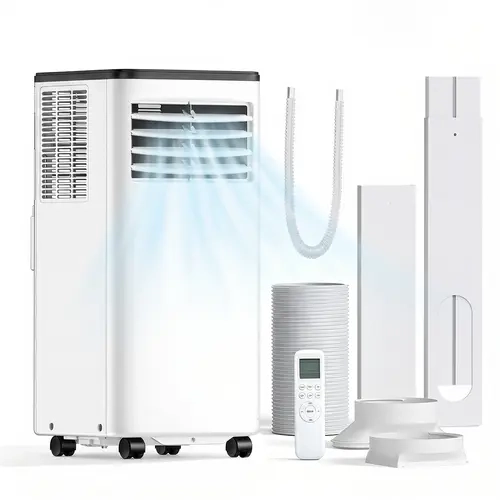 Cowsar 8000 BTU Portable Air Conditioner - 3-in-1 Home Cooling Solution with Cooling, Dehumidifier, Fan Modes, Timer, Eco-Friendly, US Plug, Washable Filter, 26-50" Window Fit for 350 sq. ft. Spaces, Ideal for Apartments on Hot Days