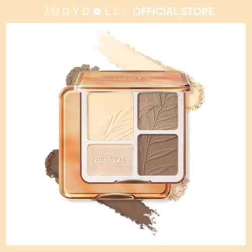 JUDYDOLL 2-In-1 Highlighter Contour Palette - Radiant Shimmer Feather Glow Trio, Blendable Brightening Face Shaping Cosmetic, Long-Lasting Bronzer Powder for Summer Use, Face Palette Highlighters & Luminizers,back to school