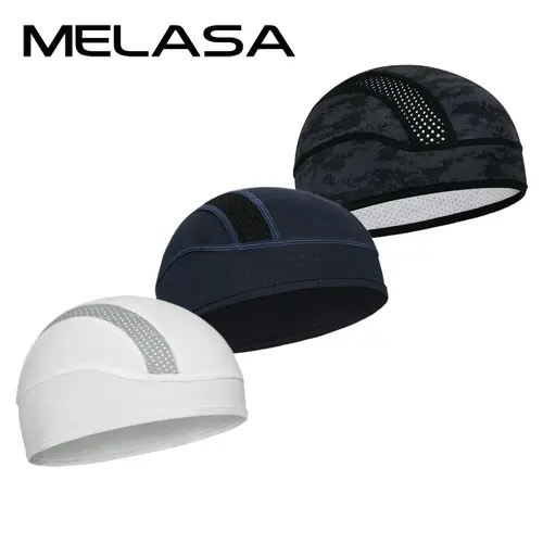 MELASA Cooling Multifunctional Skull Cap (2/3/4 Pack) - Polyester Outdoor Headwear, Stretch Fit Breathable Liner, Grid Vents, Elastic One Size Fits All, Headset Saver for Motorcycle, Cycling, Helmet Liner Caps
