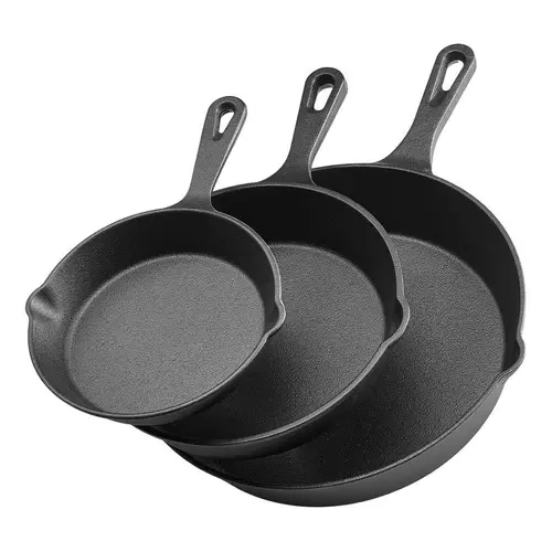 3-Piece Non-Stick Ceramic Coated Multi-Cookware Pans & Woks Set - Cast Iron Core, Thermal Handles, Even Heating, Induction-Safe Cookware, Hanging Design, Frying, Braising, Easy Family Dinner, Cooking for 1, Less Scrubbing