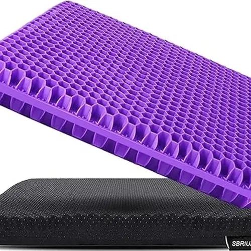Gel Seat Cushion - Enhanced Double Thick Egg Seat Cushion with Non-Slip Cover - Office Chair Car Seat Cushion - Sciatica & Back Pain Relief - Perfect for Office Chair Car Wheelchair Travel
