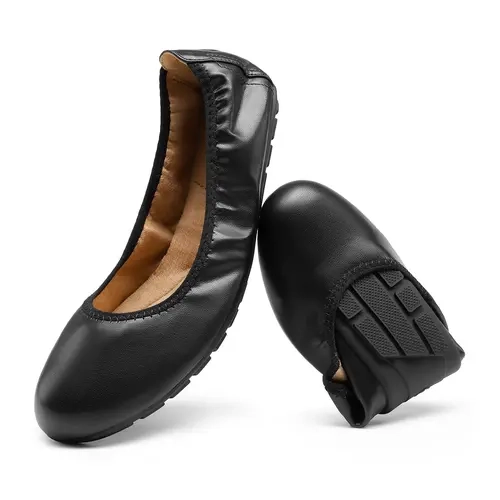 Dream Pairs Women's Ballerina Flats Shoes - Slip-Ins for Women with Round Toe, Cushioned Arch Support, Soft Sole, Lightweight PVC Outsole, Flexible Moisture-Wicking, Foldable Travel-Ready Footwear (1 Pair), Slip Ins Shoes