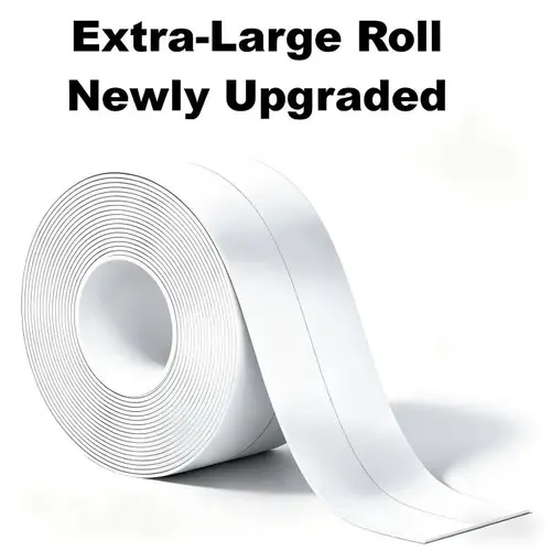 HOTYPXQ 3 Rolls Self-Adhesive White PE Bathroom Caulking Strip - Strong Adhesion Leakproof Waterproof Silicone Repair Tape with 90° Fold Seal for Kitchen Sink, Gas Stoves