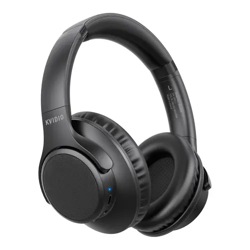 KVIDIO Over-Ear Wireless Hi-Fi Sound Headphones - Cordless Bluetooth Headset, Up to 65 Hours Playtime, Lightweight Foldable Design with Mic, 3.5 mm Jack, Not Water Resistant