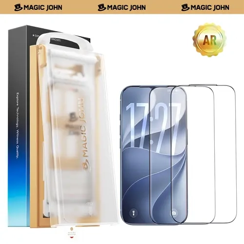 MAGIC JOHN AR Phone Screen Protector - Anti-Glare, HD Clarity, Curved 3D Edges, Ultra-Thin Black Border Full Coverage, Dustproof Earpiece Protection, Scratch & Impact Resistant, 28° Privacy Option, Mobile Phone Accessory, Phone Screen Protectors, Privacy