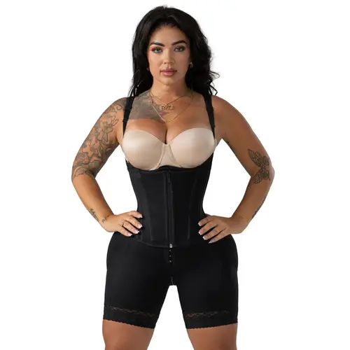 Fajas Colombianas Moldeadoras | Open Bust Boned Faja Stage 3 | Faja Body Shaper Bodysuit Shapewear for Women | Butt Lifting + Tummy Control | Powernet Waist Trainer Corset | 3-Row Hook | Silicone Lace Leg | Snatched Body