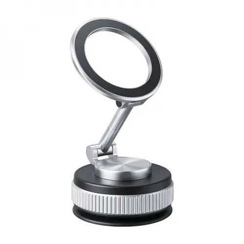 GUCCQUEEN All-Metal Hands-Free Universal Car Phone Mount - Anti-Fall Dashboard & Suction Cup Mount, Dual Vacuum-Adhesive Dual Insurance Fixing, 360° Rotating, Magnetic Plate Included for iPhone & Android (Metal Gray, Car Interior Accessory)