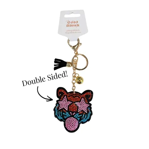 Double Sided Bling Bag Charm Keychain -Purse, Backpack & Bag Accessory