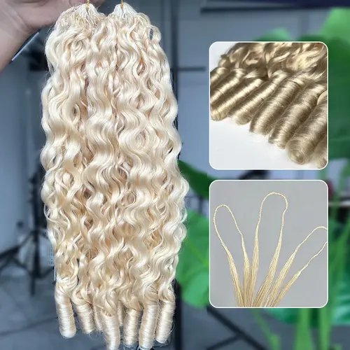 ISEE HAIR 613 Blonde Crochet Human Hair Extensions Burmese Curly & Body Wave – Pre-Looped Boho Braids Hair, Knotless Crochet Braids, Goddess Protective Style, Natural Volume Hair  Styles #TikTokShopFallDealsForYou