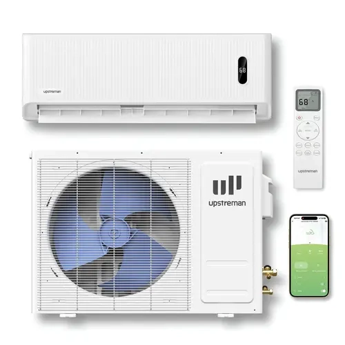 Upstreman 12,000 BTU DIY Ductless Inverter Mini Split AC Unit & Heat Pump (IY12-230) - 230V, 18 SEER2, Pre-Charged No-Vacuum System, WiFi-Enabled, Easy DIY Install, Energy Saver, Home AC Unit, Cooling & Heating, Dehumidifier, Fan, Timer, iFeel Technology