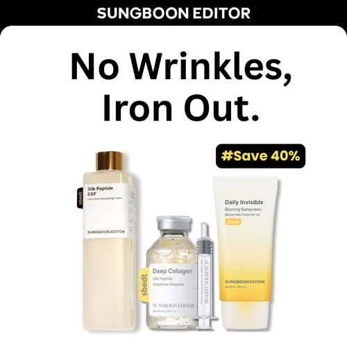 [SAVE 40%] No Wrinkles, Iron Out. | Silk Lifting Peptide Ampoule, EGF Toner & No Cast Blur-Filter Sunscreen SPF40 | with Peptides, Deep Collagen & EGF | Skin Texture Refining, Smoothing, Wrinkle Care
