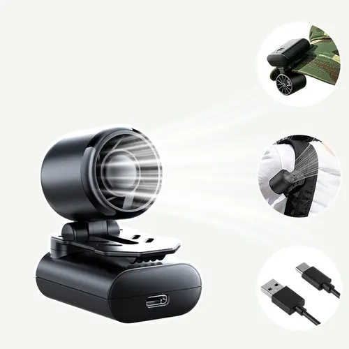 HOOYS Compact Rechargeable Clip-On USB & Mobile Fan - Miniature Portable Adjustable Speeds Gadget with LED Light, LED Digital Display, Button Control, 100 Speeds, Clips onto Hats and Backpacks, for Outdoor Activities