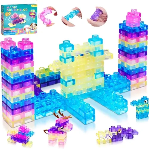 42PCS Sensory Soft Building Blocks for Toddlers - Montessori Squishy Stacking Game, Squeezable Stretchable Early Learning Playset, Creative Puzzle Toy, Blocks Tower Game, Toddler Toys for Creative Play