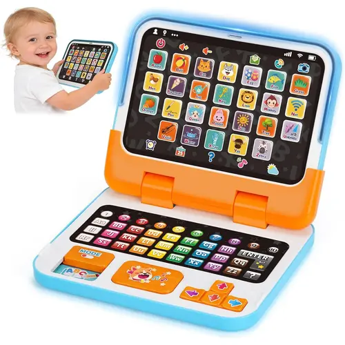 Unisex Plastic Toddler Learning Toy Tablet - Baby Interactive Electronic Toy Tablets & Computers, Kids Gadgets with Music, Sounds, Lights, Learning Laptop with Screen, Gift-Ready for Christmas, for 1-3 Years & 12-18 Months
