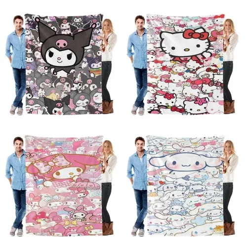 Sanrio Character Series Blankets in Four Sizes, Soft Flannel Plush Throw Blanket, Multi‑Size Home Bedding for Sofa, Bed and Couch, Cozy Decorative Gift for Kawaii Fans and Sanrio Collectors