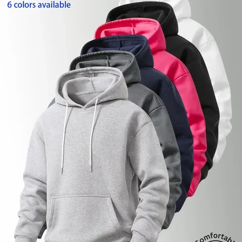 2-pack: men’s hooded sweatshirt, men’s sweatshirt. Loose fit that conceals curves and gives a slimmer look; drawstring kangaroo pockets offer practicality. Soft, comfortable, skin-friendly fabric; minimalist solid-color design; available in multiple color