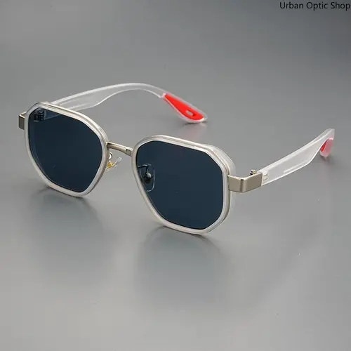 XUH Unisex Full Rim Geometric Sunglasses with Metal Trim - TR90 Nylon Lightweight Eyewear, UV400 Eye Safety UV Protection Lenses, Anti-Glare Dark Lenses, Non-Slip Temple Tips, Sunglasses for Women, Adult Accessories for Driving, Daily Wear