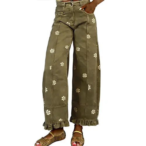 Arssm Barrel Jeans Women 2026 Floral Print Wide Leg Jeans Y2k Patchwork Baggy Boyfriend Denim Pants