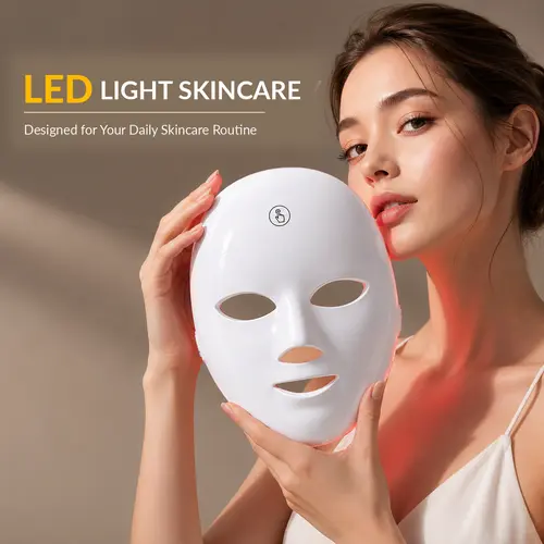 [Christmas gift] SISSTY Red Light Therapy Mask, 7-Color LED Facial Skincare Device with Wireless Charging, Daily Beauty Care Gift for Women