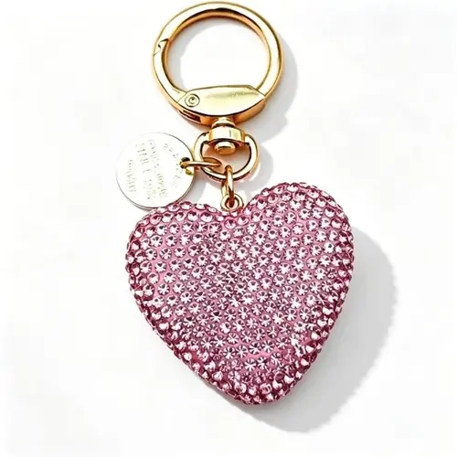 Elegant Heart Rhinestone Keychain for Women, Trendy Bling Ornament, Nice Present for Mother's Day & Friends