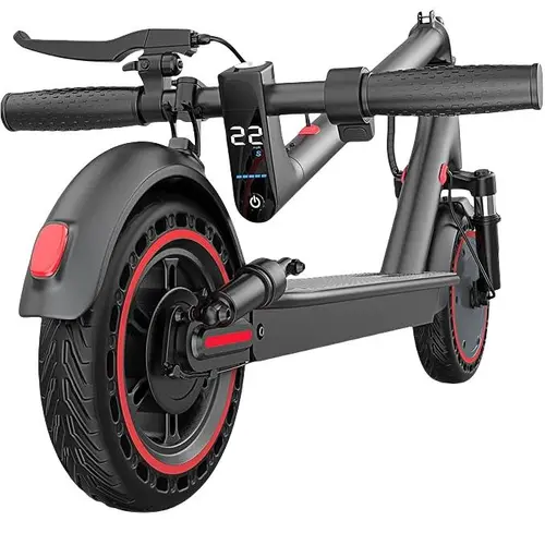 【AOPO】Adult Electric Scooter, 350W/500W Motor, 8.5/10" Solid Tire Grip, 19/22MPH Speed, Dual-Suspension, Dual Brake Safety, Aluminum Alloy, Certified Foldable, Compact Lightweight, App Control, LED Display & Brake Tail Light, Commuting Kick Scooter