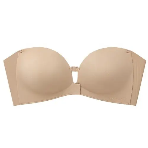 LUCKMEEY Womens Strapless Front Closure Bra Push Up Lift Bra Padded Add Cup Non Slip Anti-Slip Grip Wireless Supportive  Seamless Comfortable Tube Jelly Bra A B C Cup Spandex#tiktokshopbacktoschool#sohochic