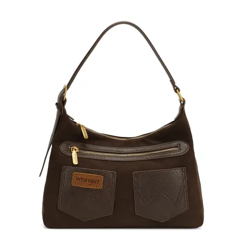 Wrangler Suede Hobo Bag for Women Shoulder Purse with Multiple Pockets
