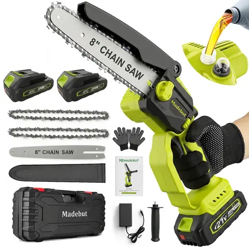 8" Cordless Pole Saw & Mini Chainsaw 2-in-1, Brushless Tree Trimmer with 9.5 FT Telescoping Pole, 2×4.0Ah Batteries, Automatic Oiler, Lightweight Electric Pruning Saw for Branches & Yard Work