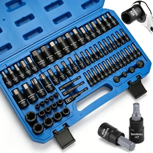 71-Piece Master Hex & Torx Bit Socket Set 1/4\" 3/8\" 1/2\" Drive Metric SAE Hex Bit Sockets Star Bit Sockets （T6-T70） E-Torx Sockets (E4 -E24) with Storage Case#summerfinds
